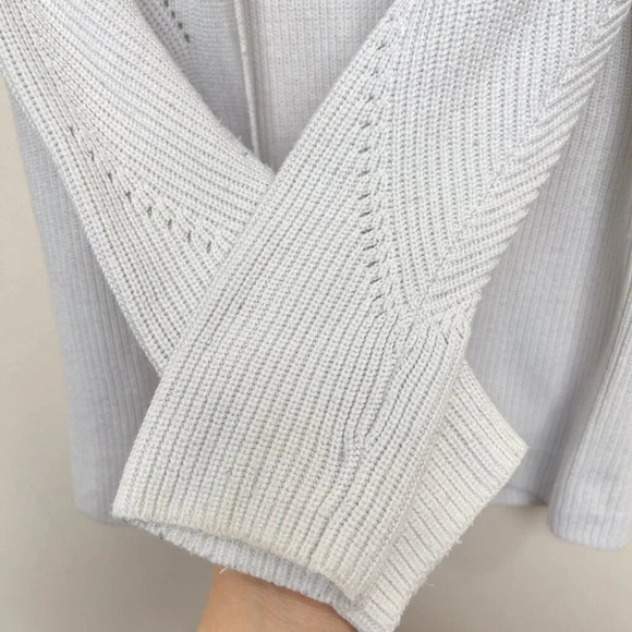 GAP Womens S Open-Front Shaker Stitch Cardigan Sweater in Merino Wool-Blend Grey - Picture 10 of 13